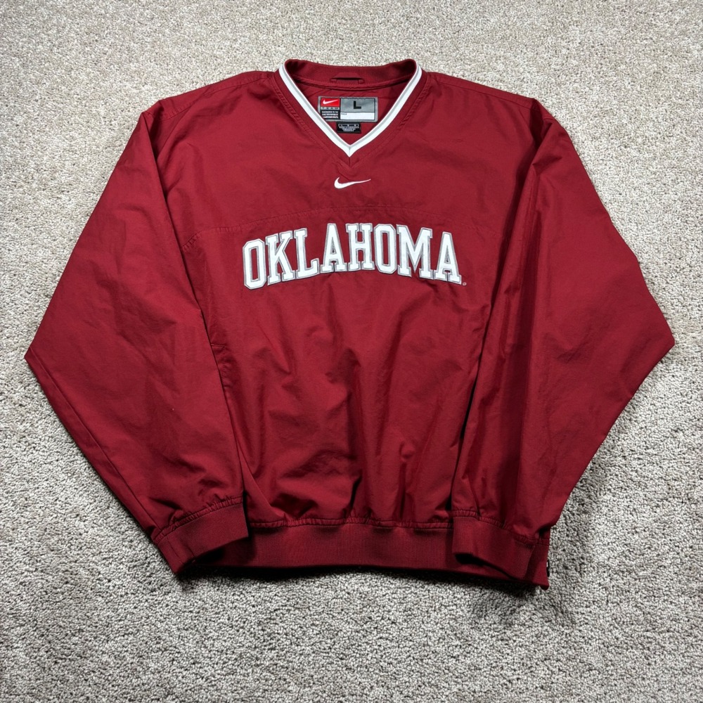 Nike Oklahoma Sooners Windbreaker Pullover‎ Red Mens Large VTG Y2K Center Swoosh
